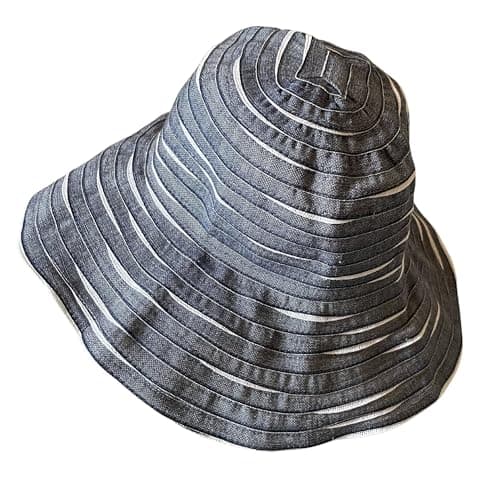 Packable Reversible Crusher Sun Shade Beach Hat, Adjustable Wide Shapeable Brim, SPF UPF 50 UV Protection, Navy/White, One Size