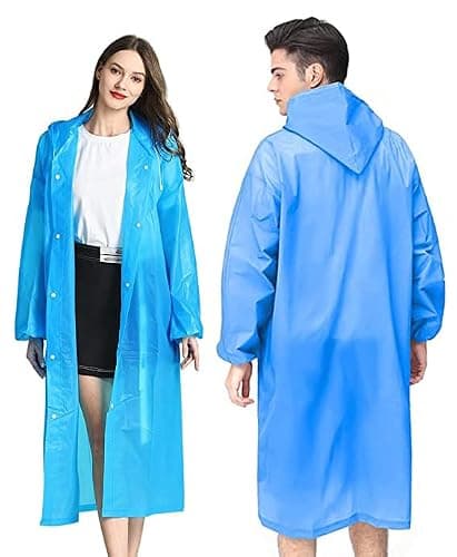 YANKUIRUI 2 Pack Rain Ponchos, Reusable Rain Coat EVA Portable Emergency with Hood for Camping, Disney, Hiking, Travel