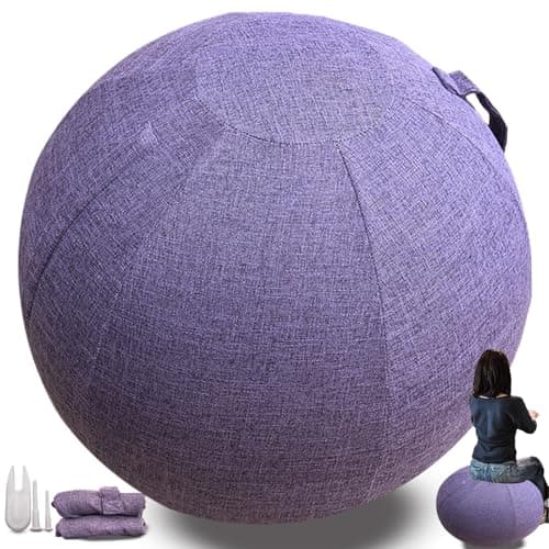 WTZHHK 9 colors Exercise Ball/Yoga Ball Cover 55/65/75cm 2 Air Stopper Plug Pin Adapter Birthing Ball Covers Pregnancy Pilates Balance Chair Anti Burst Ball Covers (No Yoga Ball)(Purple,65CM)