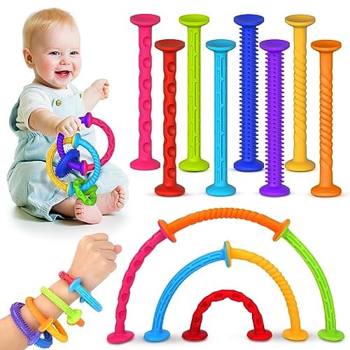 Multi-Textured Sensory Suction Bath Toys: 8pcs No Mold Slicone Bath Toys