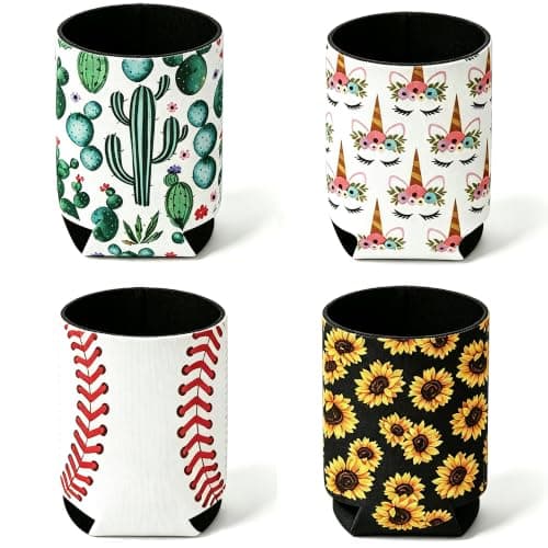Beer Cooler Sleeve 4-Pack in Neoprene with Fashion Pattern Designs