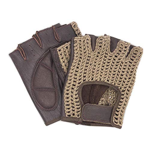 Adapter Universe Car Driver Gloves Retro Fingerless Vintage Leather Cycling Sport Gloves Brown