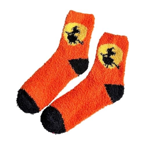 Halloween Gifts Fluffy Cosy Bed Slipper Socks Ladies Winter Warm Fleece Sock Soft Comfy Fuzzy Thermal Sock for Slippers Home Casual Wear Pink Orange Travel Holiday Gold Work Office Yellow Purple Party