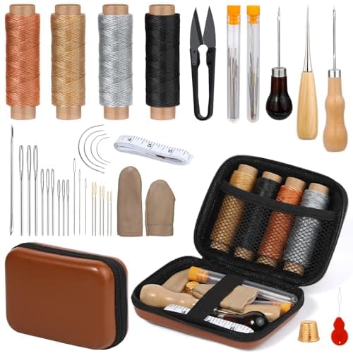 BUOKKON 39 Pcs Leather Sewing Kit Leather Repair Kit