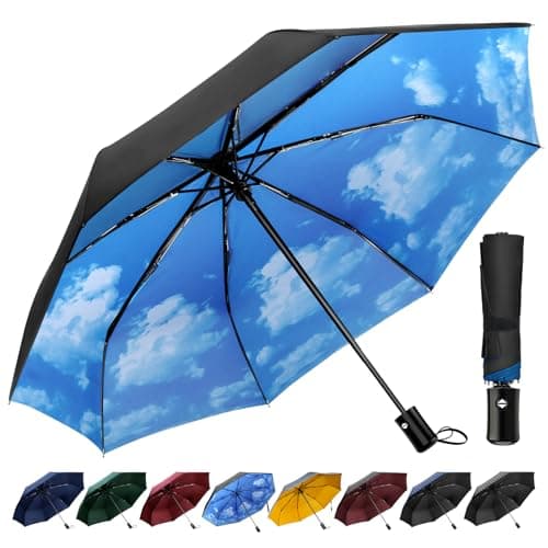 TechRise Umbrella, Compact Strong Windproof Automatic Umbrellas, Folding Lightweight, Portable Travel Golf Umbrella for Rain, Sky