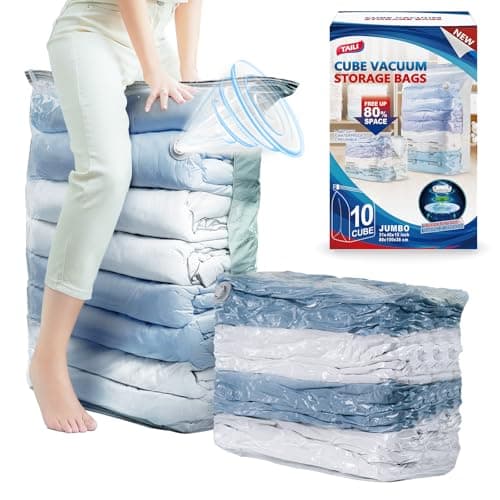 TAILI Extra Large Vacuum Storage Bags Cube, 10 Jumbo(80x100x38 CM), Cream