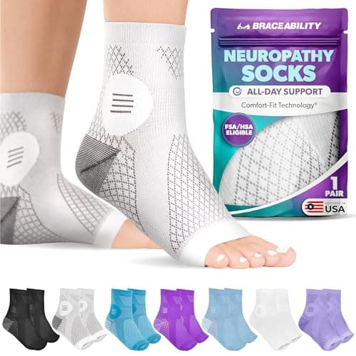 BraceAbility Socks Compression Open-Toe Foot Sleeves for Ankle for Men and Women (L-1 pair)