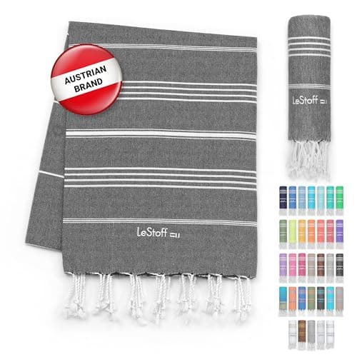 LeStoff Hammam Towel/Camping Towel, 100% Organic Cotton, 95x180, Anthracite