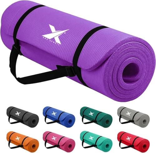 Xn8 Sports Yoga mat 10mm & 15mm Thick NBR Exercise Mat - Non-Tearable Pilates Mat with Extra Carry Strap - Yoga Mats for Women Men for Aerobics Lunges Planks Indoor & Outdoor 61Lx20Wx1.5 & 1Th