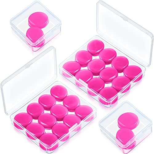 14 Pairs Silicone Ear Plugs for Sleeping Swimming, Moldable Soft, Rose Red
