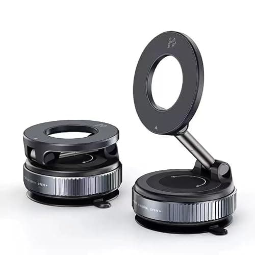 Maideduo Vacuum Suction Cup Car Phone Holder, Compatible with MagSafe, 360° Adjustable & Foldable Magnetic Phone Mount for Car/Glass/Any Smooth Surface, Hands-free (Black)