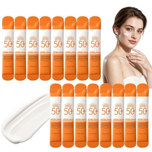 16Pcs Mini Travel Size Sunscreen,Travel Minis Sun Cream Face&Body,Travel Size Sunscreen Without White Cast,Portable Mini Sun Protection with Refreshing Texture,Natural Sunscreen SPF 50,8g per piece