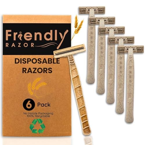 Wheatstraw Disposable Razors for Men & Women - Shaver with 5 Blades Each