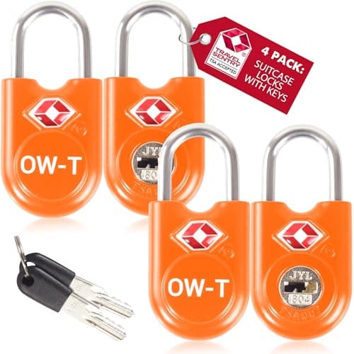 OW-Travel Suitcase Locks with Keys, TSA Approved Luggage Padlocks, Orange 4