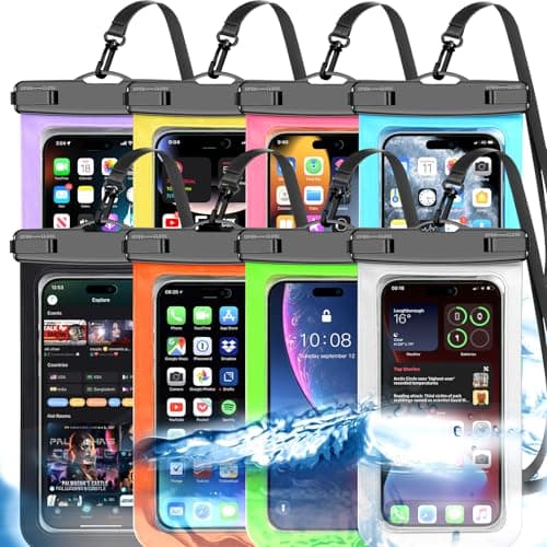 8 Pack Multicolor Universal Waterproof Phone Pouch, Large Phone Waterproof Case Dry Bag (Protection level: IP68) Outdoor Sports for Apple iPhone,Samsung,and up to 7.5" (Multicolor 8 Pack)