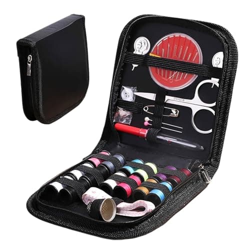 Kryzulax Travel Sewing Kit,Portable Mini Sewing Kit with Case,Needle & Thread,Scissors,Tape Measure,Buttons & Thimble,Hand Sewing Kit for Adults & Beginners,Emergency Clothing Repairs