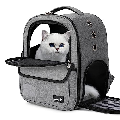 Pecute Cat Backpack, Breathable Pet Carrier With Scientific Zoning, Grey