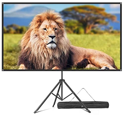 2025 Upgraded Fiberglass Projector Screen with Tripod - 80” 4K HD Quick Installation Projection Screen, Portable, 16:9 Foldable Wrinkle-Free - Perfect for Home Cinema, Studios, Yards, Travel