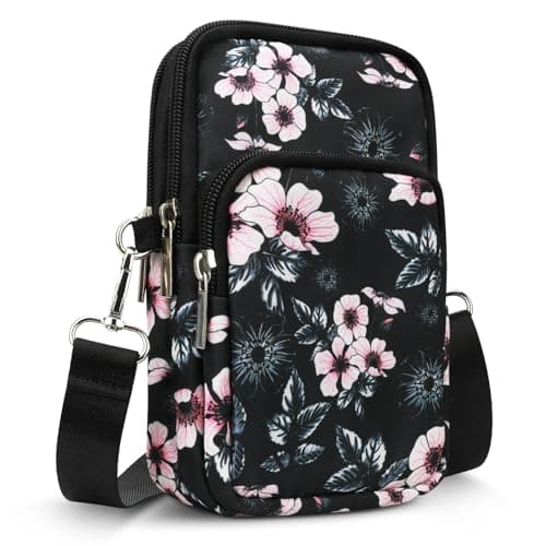 Gocokia Women Girls Ladies Crossbody Phone Bags Wallet Cellphone Purse Small Shoulder Bag Travel Passport Neck Pouch Bag(M, Floral)