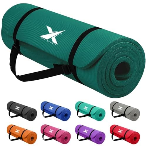 Xn8 Sports Yoga mat 10mm & 15mm Thick NBR Exercise Mat - Non-Tearable Pilates Mat with Extra Carry Strap - Yoga Mats for Women Men for Aerobics Lunges Planks Indoor & Outdoor 61Lx20Wx1.5 & 1Th