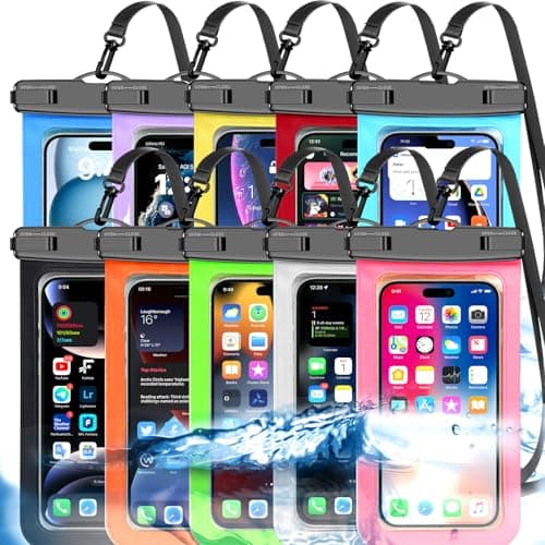 10 Pack Multicolor Universal Waterproof Phone Pouch, Large Phone Waterproof Case Dry Bag (Protection level: IP68) Outdoor Sports for Apple iPhone,Samsung,and up to 7.5" (Multicolor 10 Pack)