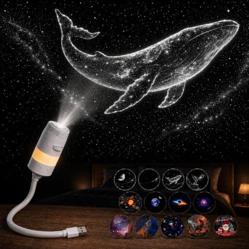 2-in-1 Starry Sky Projector, Galaxy Night Light USB 360° with 13 HD Films