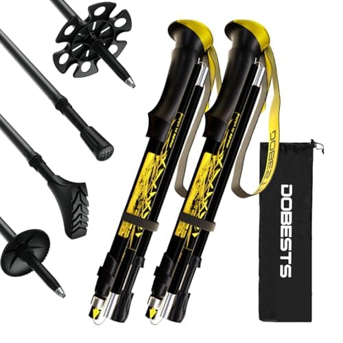 DOBESTS Folding Walking Poles 2 Pack, Lightweight Collapsible Hiking Poles
