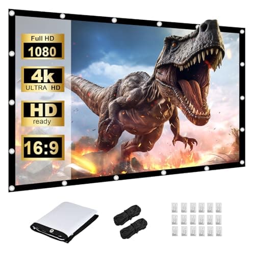 HOPFROG 120 Inch Portable Projector Screen, Washable & Anti-Crease Milk Silk Fabric, 16:9 4K HD Dual-Sided Foldable Movie Screen for Outdoor Camping & Home Theater, Easy Setup with Hooks, 160° View