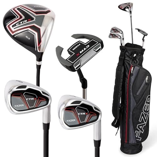 Fazer CTRX Starter Golf Club Set - Complete Kit with Driver, 7 Iron, Pitching Wedge & Putter - Stand Bag & Headcovers - Ideal Golf Clubs Set for Beginners