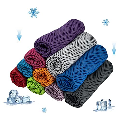 AWOWZ HHFCONE 10 Pack Cooling Towel Ice Towel Workout Towel, Soft Breathable Sweat Towel for Sports, Yoga, Gym, Golf, Camping, Running, Fitness, Workout & More Activities