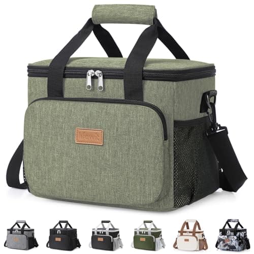 Lifewit Lunch Bag 9L 12 Can Insulated Lunch Box Soft Cooler Cooling Tote for Adult Men Women, Dark Green