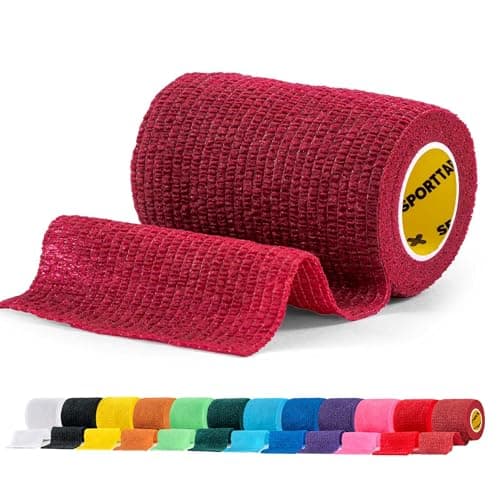 SPORTTAPE Self-Adhesive Cohesive Bandage, 7.5cm x 4.5m, Maroon Single Roll