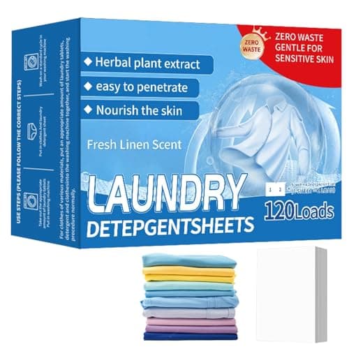 120PCS Laundry Detergent Sheets, 120 Loads, Laundry Detergent Non Bio for Sensitive Skin, Eco-friendly Non-Toxic Antibacterial Laundry Sheets, Ultra Concentrated for Machine & Hand Washing