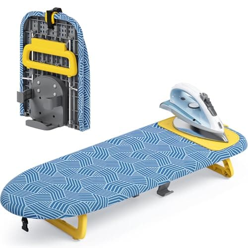 KINGRACK Small Tabletop Ironing Board with Iron Holder,30×81cm,Blue