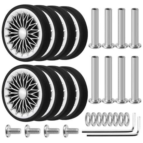 Ech.Apr Luggage Wheels Replacement 55mm x 11mm, 8 Pcs Suitcase Replacement Double-Row Wheels Wear Resistant Rubber Repair Wheels for Luggage, Grey