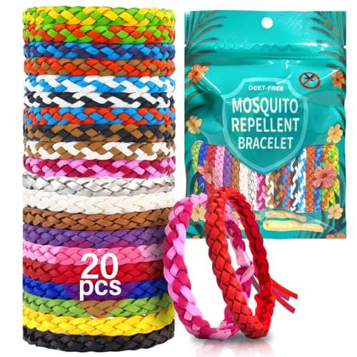 Audasi Mosquito Repellent Bracelet 20 Pack, Adjustable Leather Mosquito Bands Natural Insect Repellent Wristbands for Adults and Kids 300 Hour Insects Protection Wristbands Tools