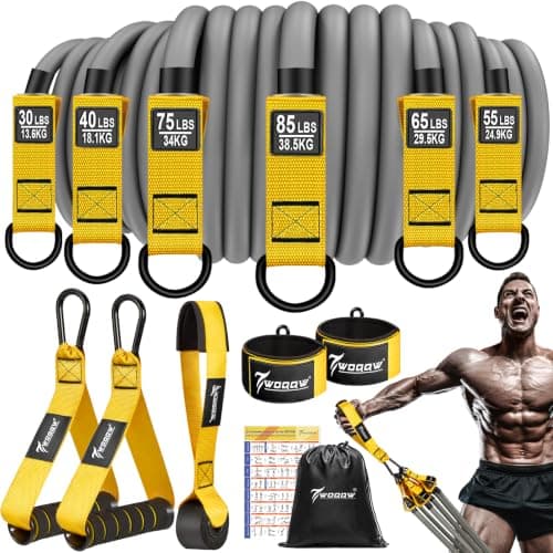WOQQW Heavy Resistance Bands, 350lbs Resistance Bands Set for Men, Exercise Bands with Handles, Door Anchor, Ankle Straps, Workout Bands for Muscle and Strength Training - Home Gym Workout Equipment
