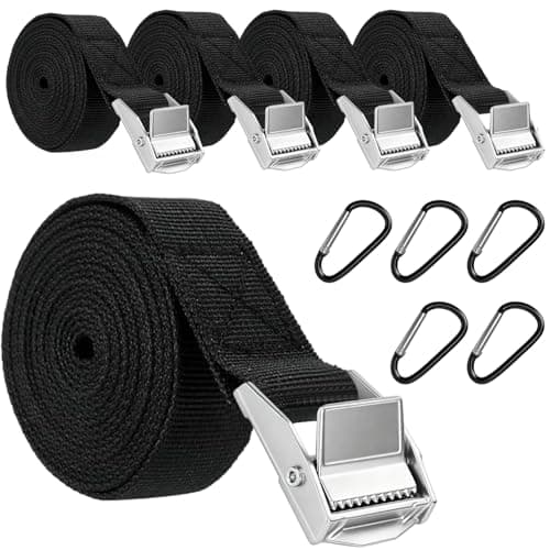 5PCS Tie Down Straps,1.5M 25MM Adjustable Straps Tensioning Belts & 5 Clip