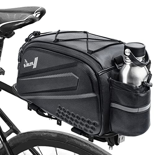 BOBILIFE Bike Trunk Rear Rack Bag - Waterproof Bicycle Travel Expedition Rack Cargo Helmet Carrier Bag with Bottle Holder for Bicycle, E-Bike