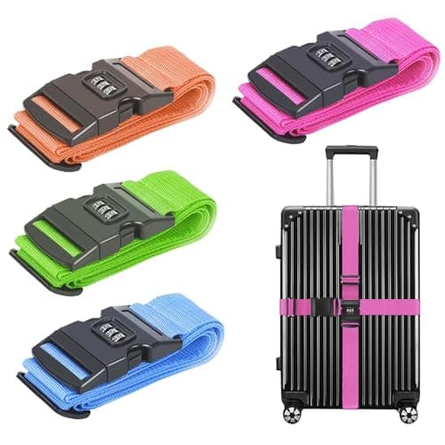 4pcs Luggage Straps with Coded Lock, Adjustable Travel Packing Accessories Non-Slip Suitcase Belts Packing Belt, Safely Closing Suitcase Straps Belts for Mark Luggage(1.97 in*78.74 in)
