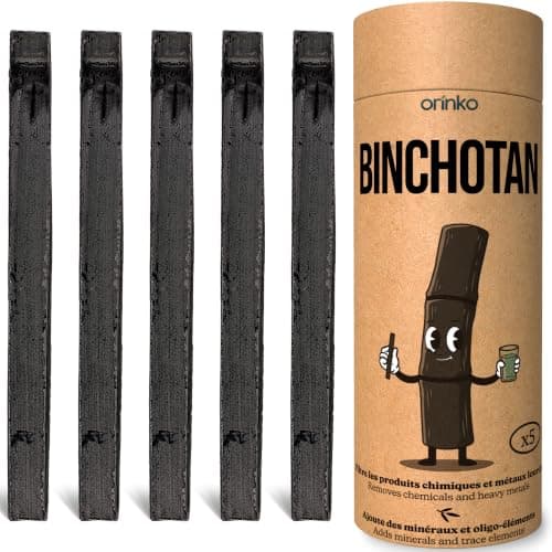 ORINKO® Charcoal Water Filter Sticks x5 – Natural Takesumi Activated Carbon for Water Purification – Sustainable Binchotan Bamboo Filter Kit for Pitchers & Tap Water