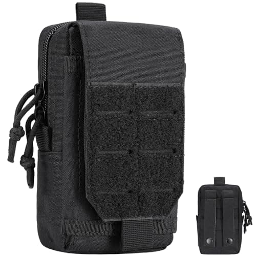Hejo Tactical Molle Pouch, Utility Belt Pouch with Zipper (Black)