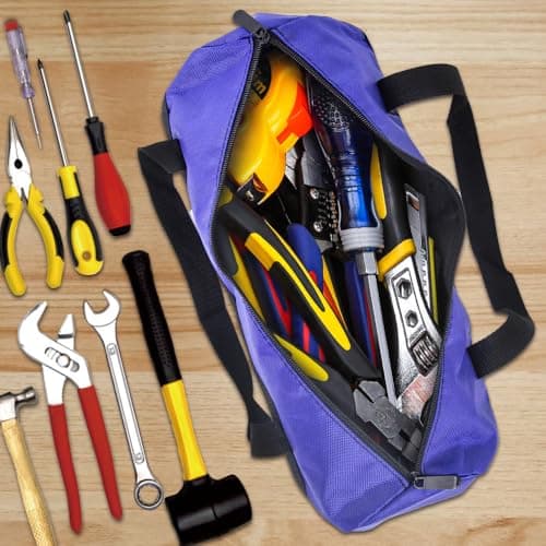 Zipper Utility Pouch, ZffXH 2pcs Wild Mouth Waterproof Handheld Protable Medium Tool Bag, Heavy Duty Drill Storage Organizer Bags, Multipurpose Car Tool Bag, BBQ Utensil Storage Travel Electrician Bag