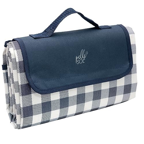 Pelle & Sol Picnic Blanket Waterproof, 200x140CM Foldable Picnic Mat - Outdoor Beach Blanket - Slip Resistant w/Carrying Handle - Sandproof & Washable Beach Mat for Garden, Hiking, Camping