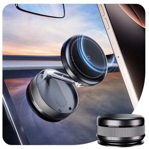 MiiKARE 2025 Upgraded Magnetic Phone Holder 360° Rotating Vacuum Magnetic Car Phone Holder for Magsafe,Adjustable&Foldable Magnets Car Phone Mount for Cars/Gym/Mirror/Shower for iPhone&Android,Black