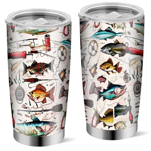 Fishing Gifts for Men, Fishermen - Fish Travel Coffee Mug Cup, Birthday Valentines Fathers Day Christmas Gift for Dad, Husband, Son, Boys, Grandpa, Uncle, Boss - 20oz Stainless Steel Insulated Tumbler