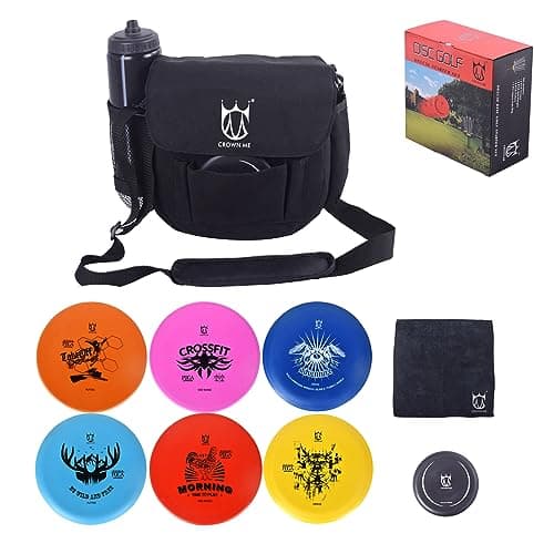 Crown ME Disc Golf Starter Kit - Includes 1 Bag with Bottle Holder and Accessory Pocket, 2 Drivers, 2 Mid-Range Discs, 2 Putters, 1 Mini Disc Marker and 1 Towel