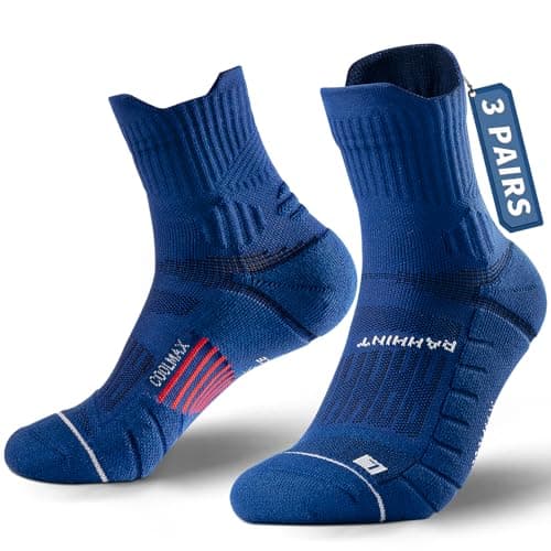 Rahhint Coolmax Hiking Running Socks for Long Distance Anti Blister Moisture Wicking Compression Sports Quarter Ankle Socks Men Women 3 PACK