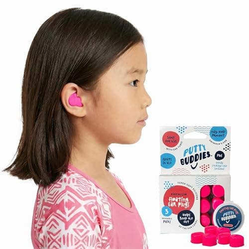 Earvolution Floating Putty Buddies Ear Plugs for Swimming - Invented by an Ear Physician - Moldable, Premium, Silicone - Floats on Water - Waterproof - Made in The USA - 3 Pack - Hot Pink