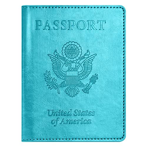 Eoehro Unisex Adult Passport and Vaccine Card Holder Combo, Simplicity, Ak-turquoise, Faux Leather, Waterproof, Lightweight, Compact